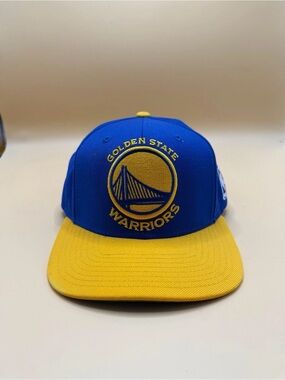 Mitchell & Ness Golden State Warriors Snapback Hat Blue Yellow NBA Cap One Size